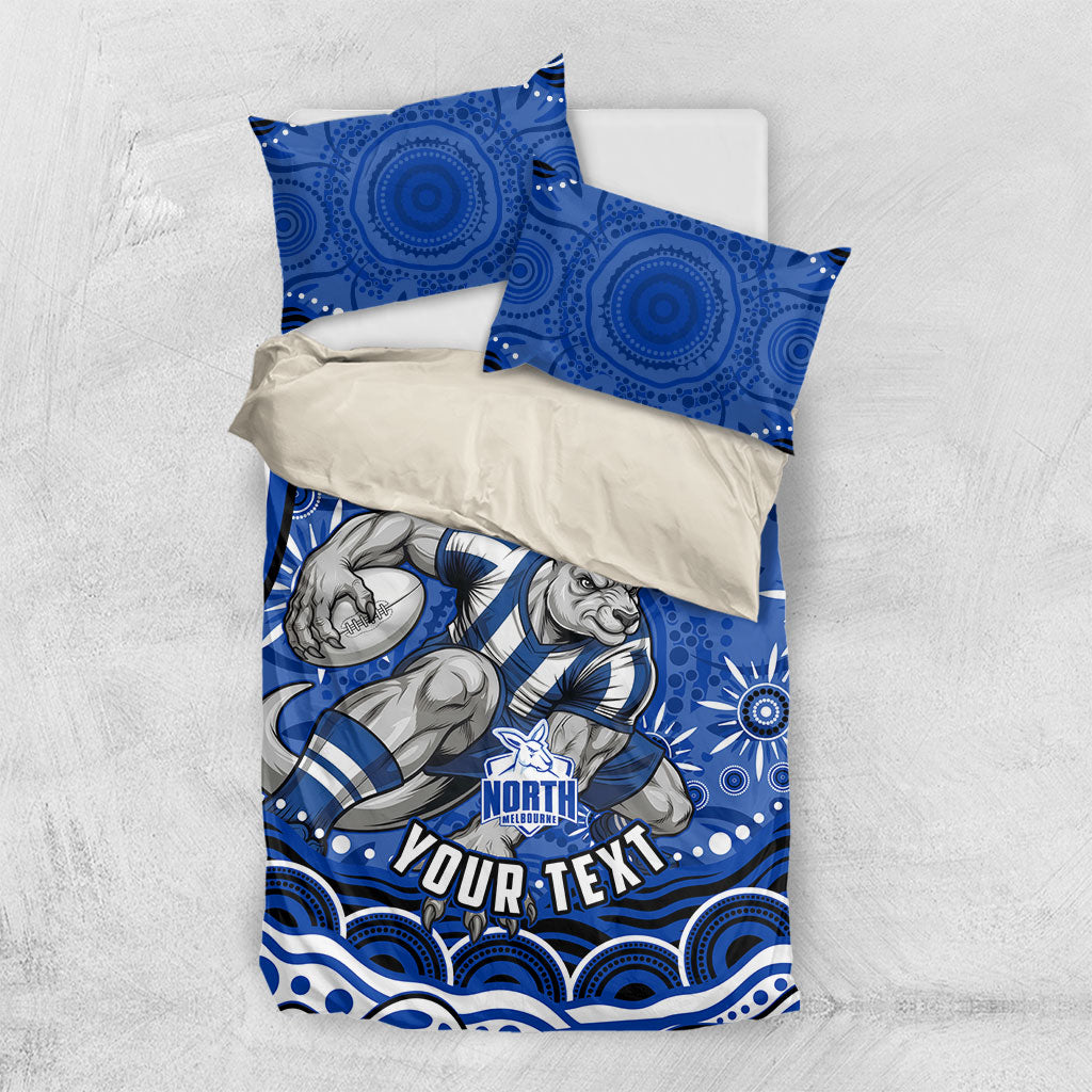 Personalized North Melbourne Kangaroos Footy Mascot Bedding Set Aboriginal Dot Art - Dreamtime Football Mascot