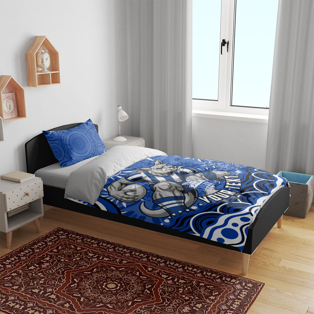 Personalized North Melbourne Kangaroos Footy Mascot Bedding Set Aboriginal Dot Art - Dreamtime Football Mascot