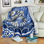 Personalized North Melbourne Kangaroos Footy Mascot Blanket Aboriginal Dot Art - Dreamtime Football Mascot