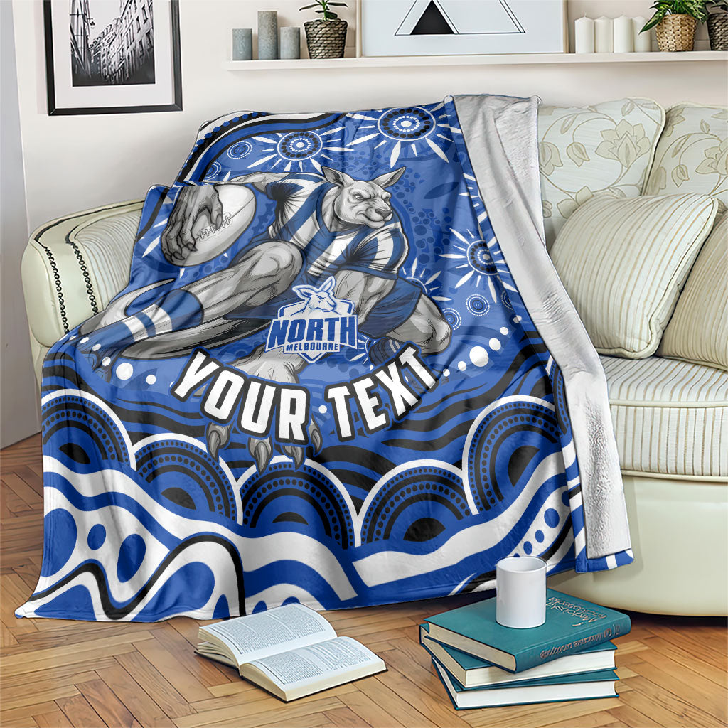 Personalized North Melbourne Kangaroos Footy Mascot Blanket Aboriginal Dot Art - Dreamtime Football Mascot