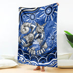 Personalized North Melbourne Kangaroos Footy Mascot Blanket Aboriginal Dot Art - Dreamtime Football Mascot