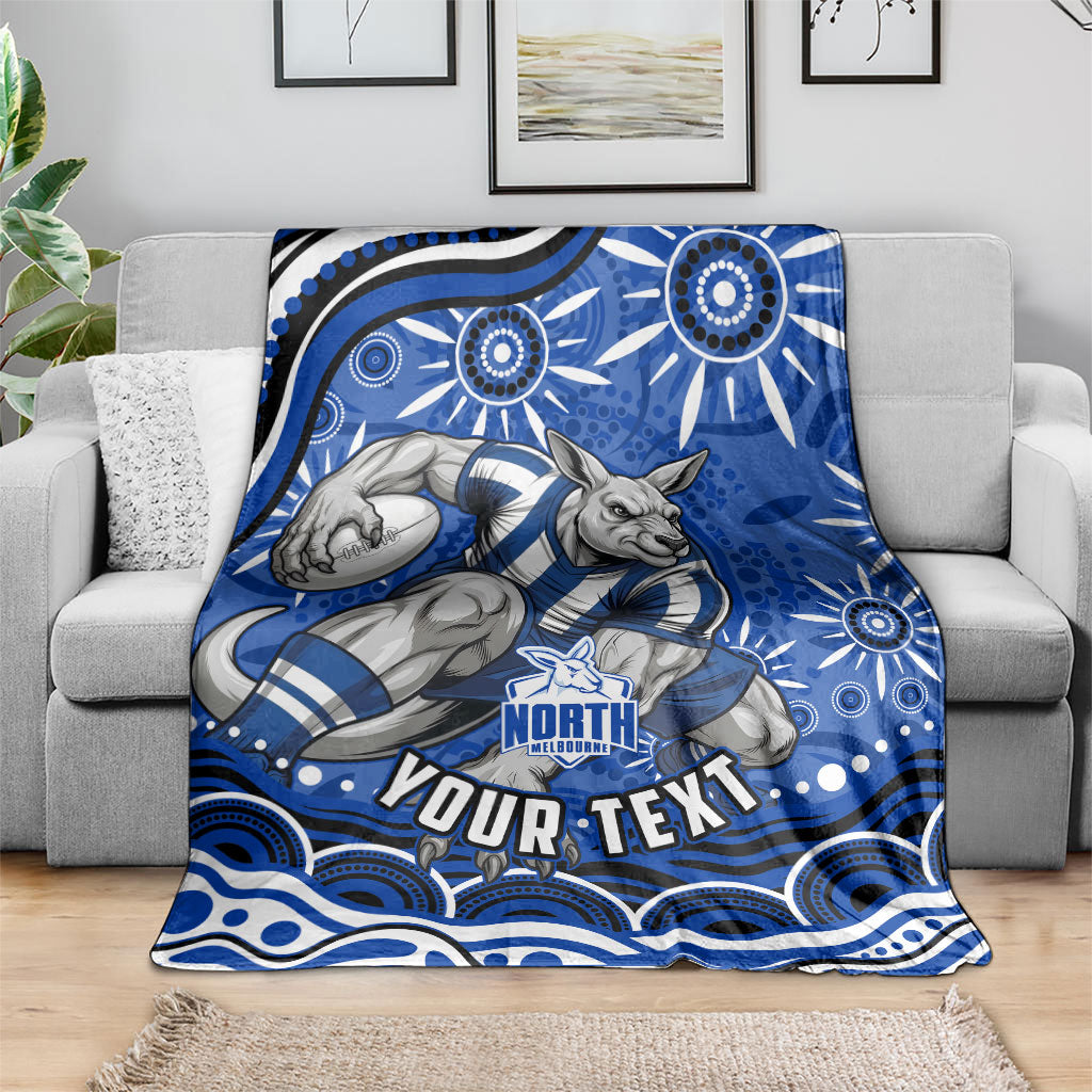 Personalized North Melbourne Kangaroos Footy Mascot Blanket Aboriginal Dot Art - Dreamtime Football Mascot