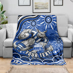 Personalized North Melbourne Kangaroos Footy Mascot Blanket Aboriginal Dot Art - Dreamtime Football Mascot