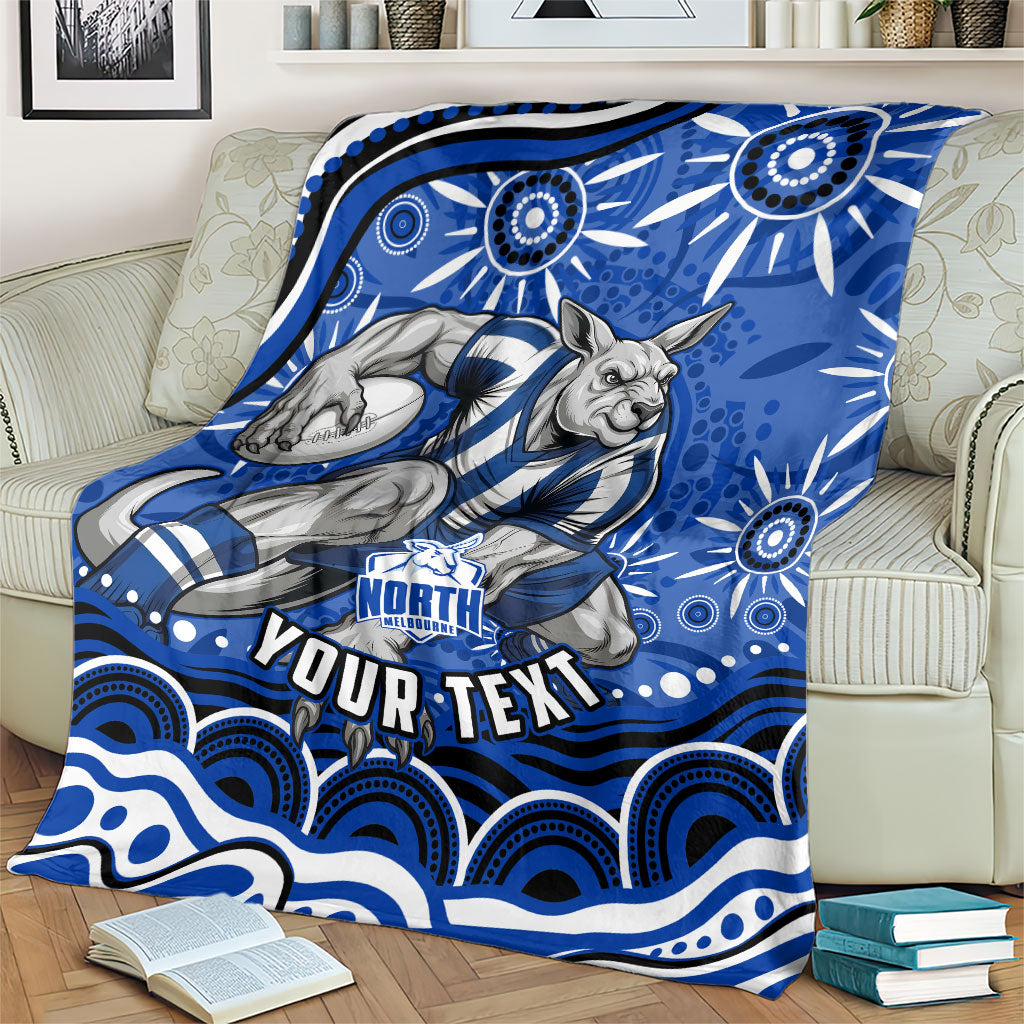 Personalized North Melbourne Kangaroos Footy Mascot Blanket Aboriginal Dot Art - Dreamtime Football Mascot