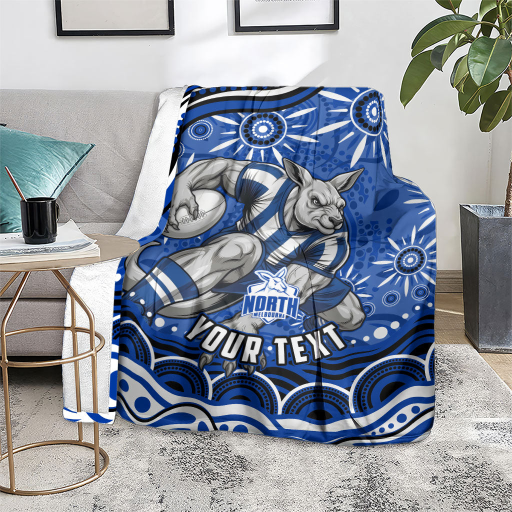Personalized North Melbourne Kangaroos Footy Mascot Blanket Aboriginal Dot Art - Dreamtime Football Mascot