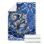 Personalized North Melbourne Kangaroos Footy Mascot Blanket Aboriginal Dot Art - Dreamtime Football Mascot