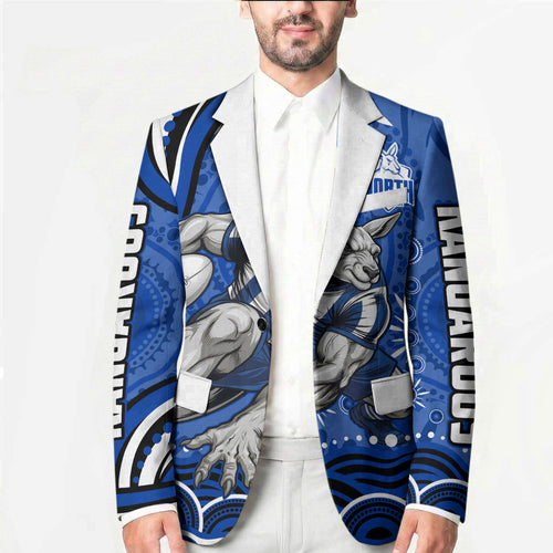 Personalized North Melbourne Kangaroos Footy Mascot Blazer Aboriginal Dot Art - Dreamtime Football Mascot