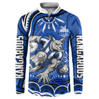 Personalized North Melbourne Kangaroos Footy Mascot Button Sweatshirt Aboriginal Dot Art - Dreamtime Football Mascot
