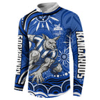 Personalized North Melbourne Kangaroos Footy Mascot Button Sweatshirt Aboriginal Dot Art - Dreamtime Football Mascot