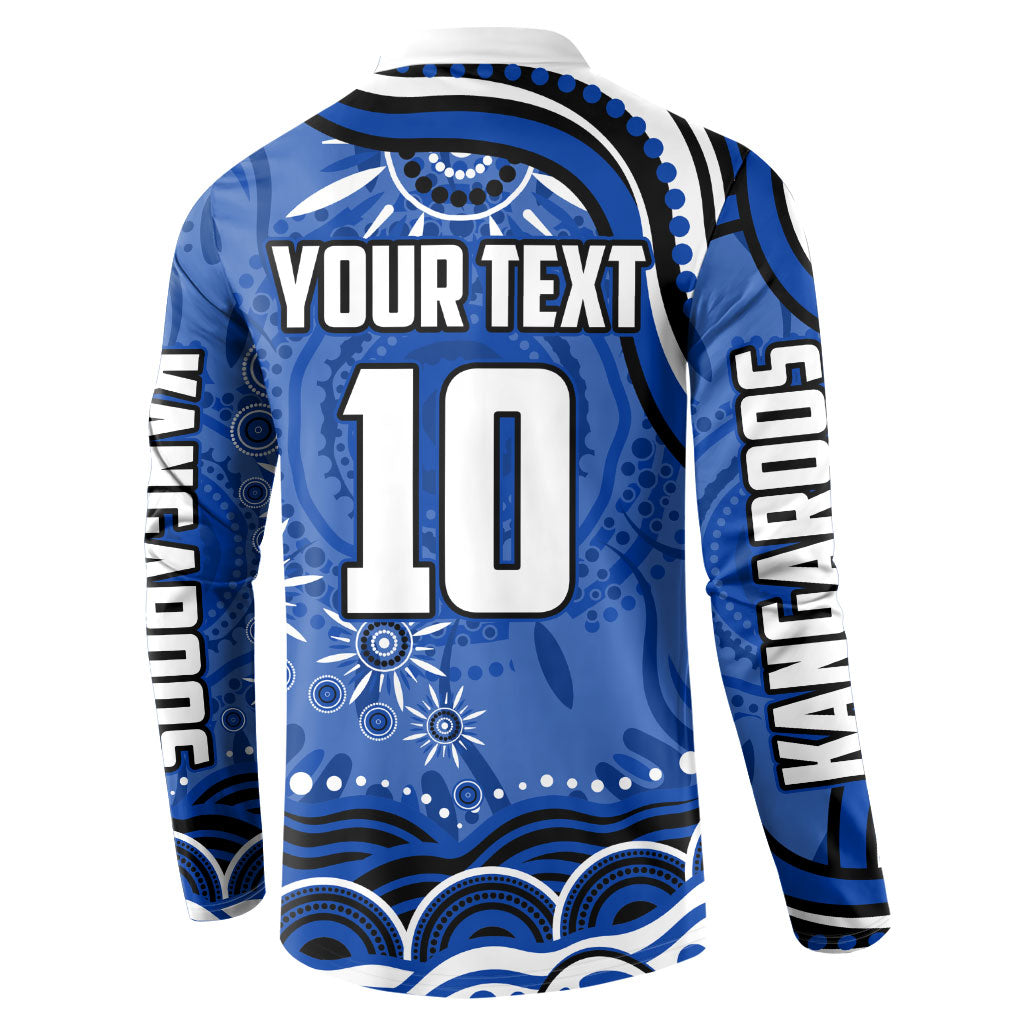 Personalized North Melbourne Kangaroos Footy Mascot Button Sweatshirt Aboriginal Dot Art - Dreamtime Football Mascot