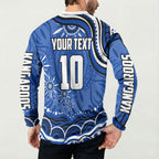 Personalized North Melbourne Kangaroos Footy Mascot Button Sweatshirt Aboriginal Dot Art - Dreamtime Football Mascot
