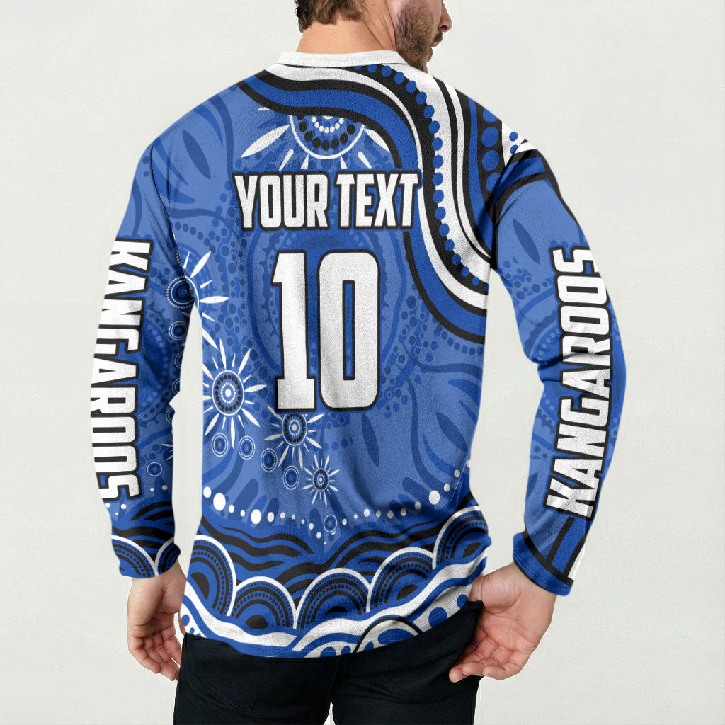 Personalized North Melbourne Kangaroos Footy Mascot Button Sweatshirt Aboriginal Dot Art - Dreamtime Football Mascot