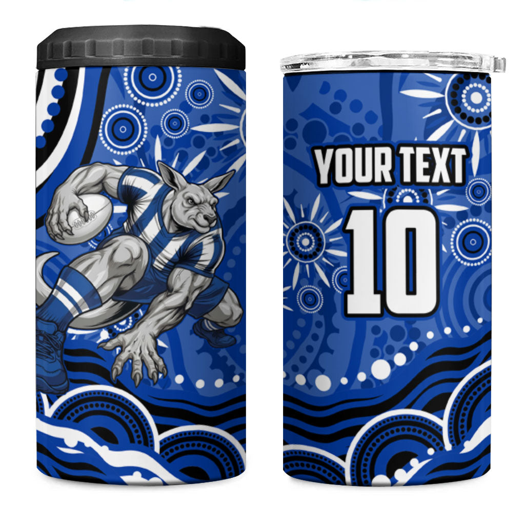Personalized North Melbourne Kangaroos Footy Mascot 4 in 1 Can Cooler Tumbler Aboriginal Dot Art - Dreamtime Football Mascot