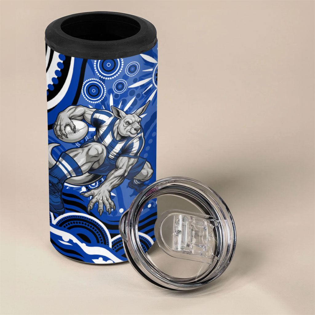 Personalized North Melbourne Kangaroos Footy Mascot 4 in 1 Can Cooler Tumbler Aboriginal Dot Art - Dreamtime Football Mascot