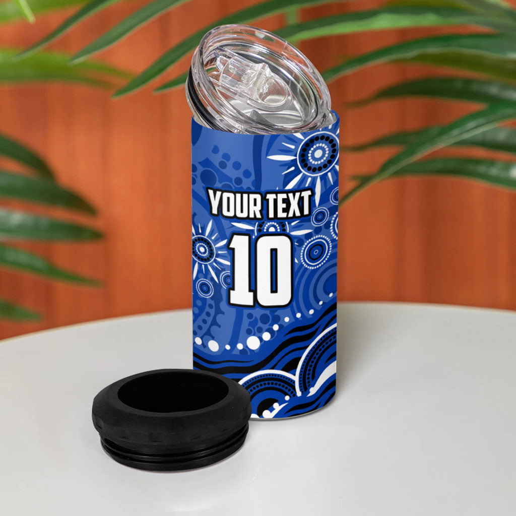 Personalized North Melbourne Kangaroos Footy Mascot 4 in 1 Can Cooler Tumbler Aboriginal Dot Art - Dreamtime Football Mascot