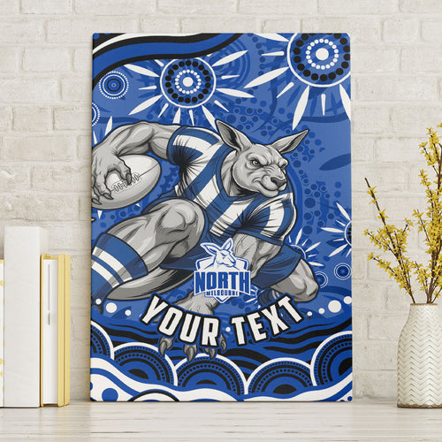 Personalized North Melbourne Kangaroos Footy Mascot Canvas Wall Art Aboriginal Dot Art - Dreamtime Football Mascot