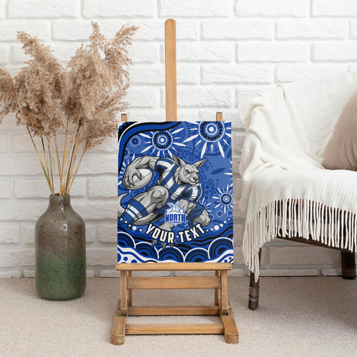Personalized North Melbourne Kangaroos Footy Mascot Canvas Wall Art Aboriginal Dot Art - Dreamtime Football Mascot