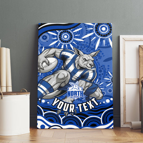Personalized North Melbourne Kangaroos Footy Mascot Canvas Wall Art Aboriginal Dot Art - Dreamtime Football Mascot