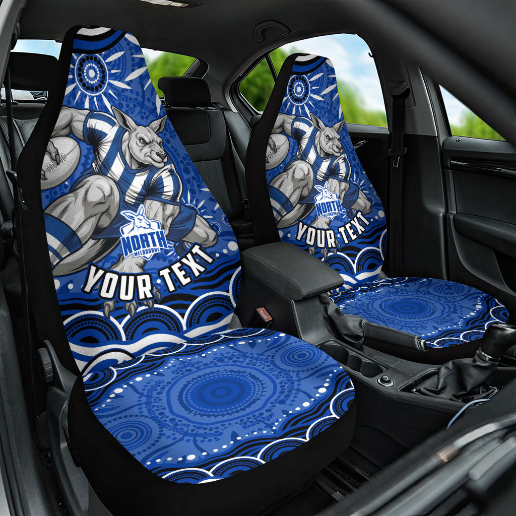 Personalized North Melbourne Kangaroos Footy Mascot Car Seat Cover Aboriginal Dot Art - Dreamtime Football Mascot
