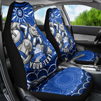 Personalized North Melbourne Kangaroos Footy Mascot Car Seat Cover Aboriginal Dot Art - Dreamtime Football Mascot