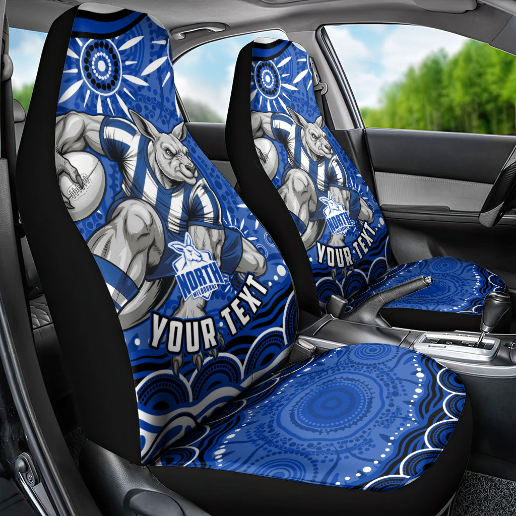 Personalized North Melbourne Kangaroos Footy Mascot Car Seat Cover Aboriginal Dot Art - Dreamtime Football Mascot
