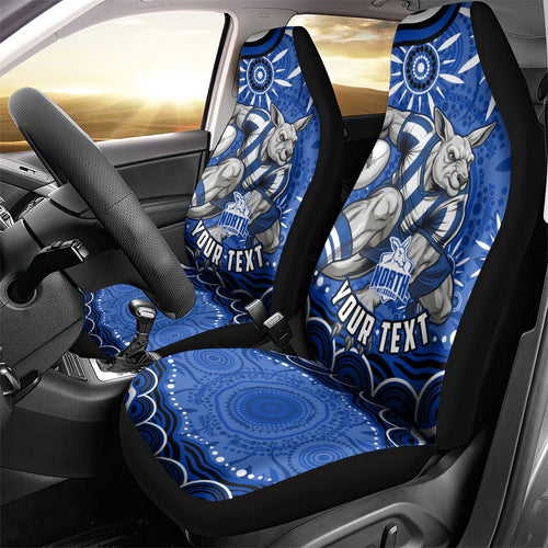 Personalized North Melbourne Kangaroos Footy Mascot Car Seat Cover Aboriginal Dot Art - Dreamtime Football Mascot