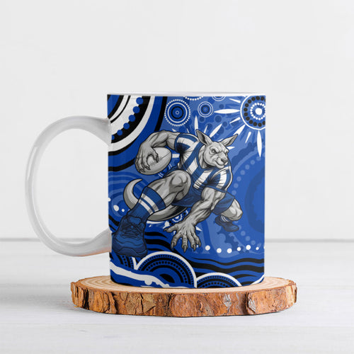 Personalized North Melbourne Kangaroos Footy Mascot Ceramic Mug Aboriginal Dot Art - Dreamtime Football Mascot