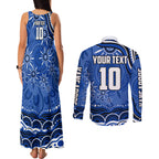 Personalized North Melbourne Kangaroos Footy Mascot Couples Matching Tank Maxi Dress and Long Sleeve Button Shirt Aboriginal Dot Art - Dreamtime Football Mascot