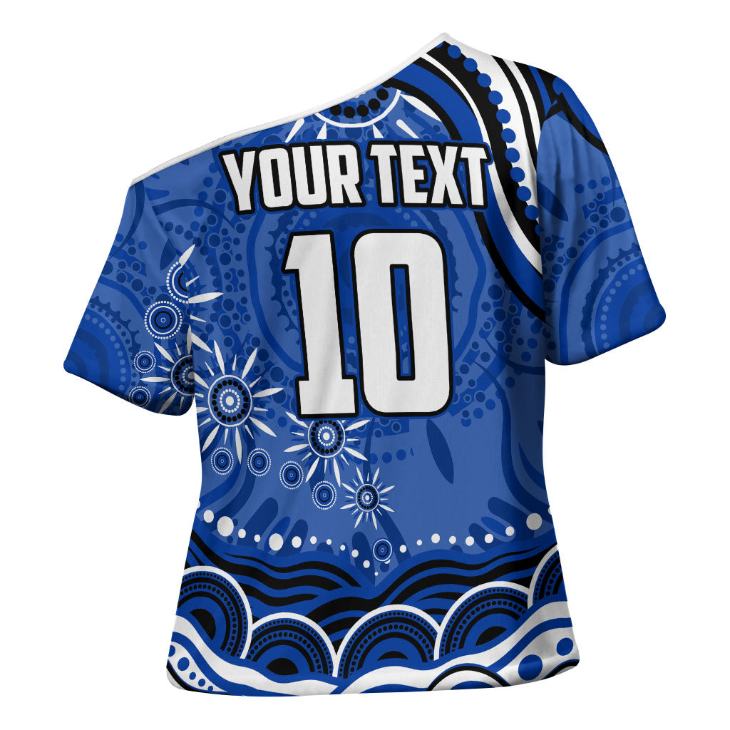 Personalized North Melbourne Kangaroos Footy Mascot Cross Shoulder Shirt Aboriginal Dot Art - Dreamtime Football Mascot