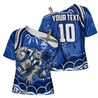Personalized North Melbourne Kangaroos Footy Mascot Cross Shoulder Shirt Aboriginal Dot Art - Dreamtime Football Mascot