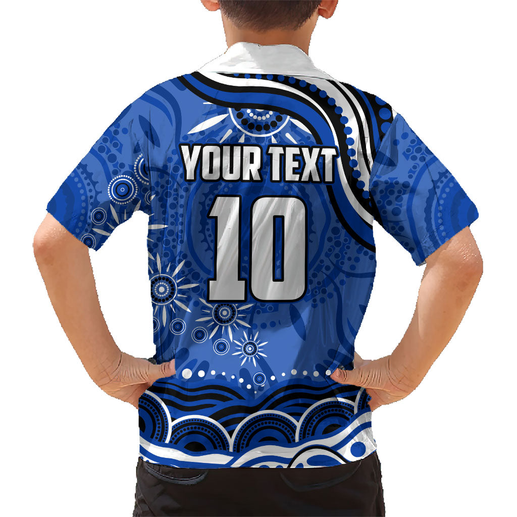 Personalized North Melbourne Kangaroos Footy Mascot Family Matching Long Sleeve Bodycon Dress and Hawaiian Shirt Aboriginal Dot Art - Dreamtime Football Mascot