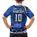 Personalized North Melbourne Kangaroos Footy Mascot Family Matching Long Sleeve Bodycon Dress and Hawaiian Shirt Aboriginal Dot Art - Dreamtime Football Mascot