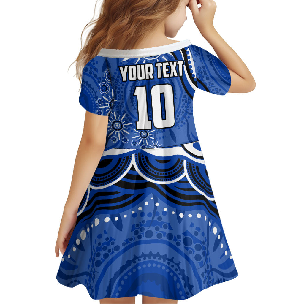 Personalized North Melbourne Kangaroos Footy Mascot Family Matching Long Sleeve Bodycon Dress and Hawaiian Shirt Aboriginal Dot Art - Dreamtime Football Mascot