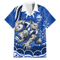 Personalized North Melbourne Kangaroos Footy Mascot Family Matching Long Sleeve Bodycon Dress and Hawaiian Shirt Aboriginal Dot Art - Dreamtime Football Mascot