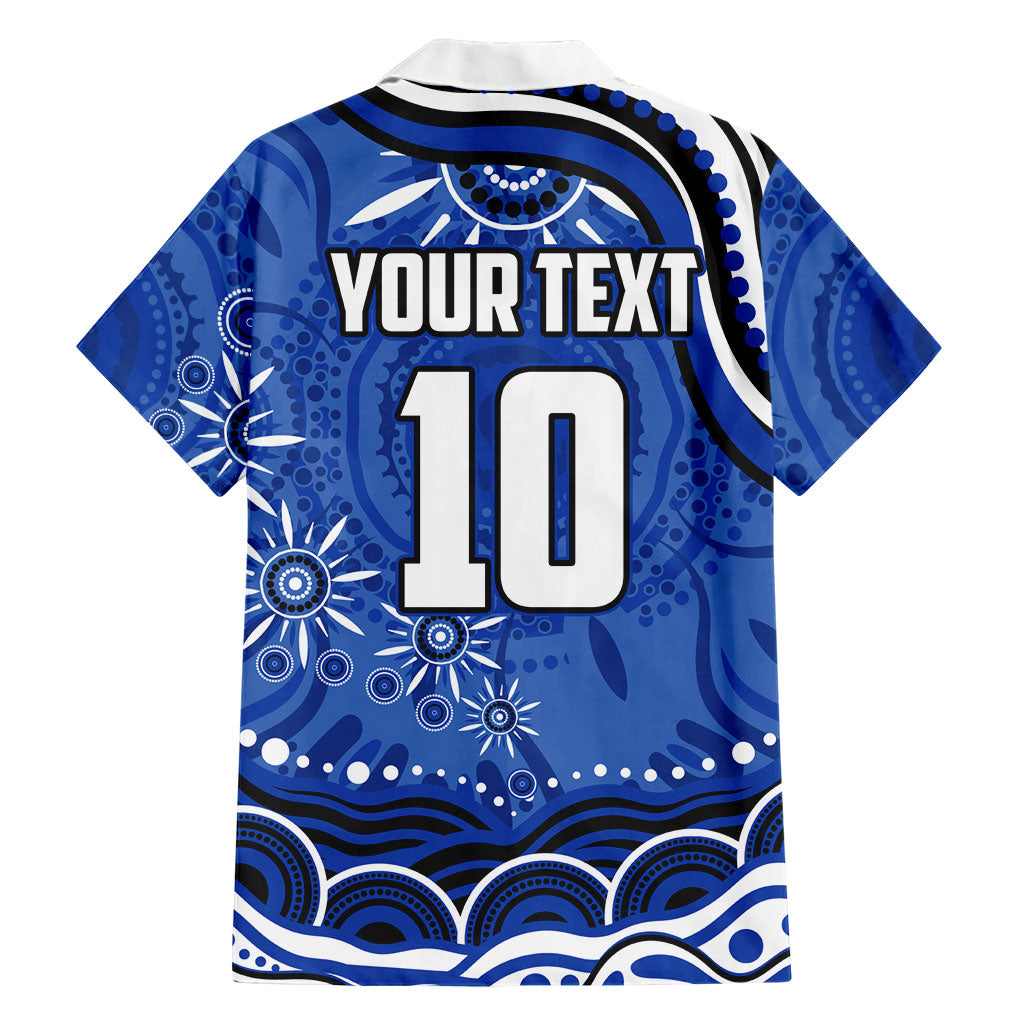 Personalized North Melbourne Kangaroos Footy Mascot Family Matching Long Sleeve Bodycon Dress and Hawaiian Shirt Aboriginal Dot Art - Dreamtime Football Mascot