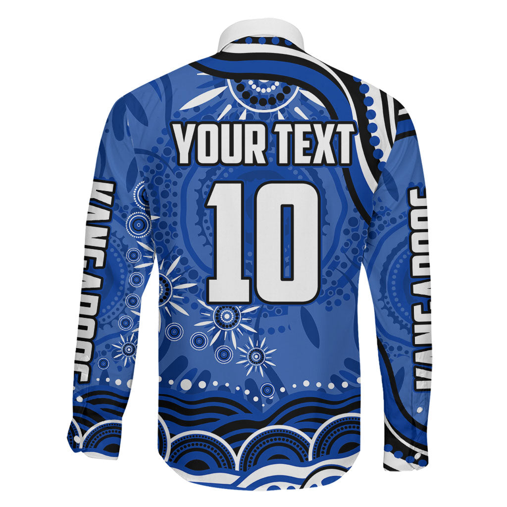 Personalized North Melbourne Kangaroos Footy Mascot Family Matching Long Sleeve Bodycon Dress and Hawaiian Shirt Aboriginal Dot Art - Dreamtime Football Mascot