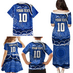 Personalized North Melbourne Kangaroos Footy Mascot Family Matching Puletasi and Hawaiian Shirt Aboriginal Dot Art - Dreamtime Football Mascot