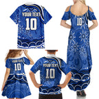 Personalized North Melbourne Kangaroos Footy Mascot Family Matching Summer Maxi Dress and Hawaiian Shirt Aboriginal Dot Art - Dreamtime Football Mascot