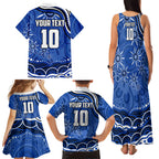 Personalized North Melbourne Kangaroos Footy Mascot Family Matching Tank Maxi Dress and Hawaiian Shirt Aboriginal Dot Art - Dreamtime Football Mascot