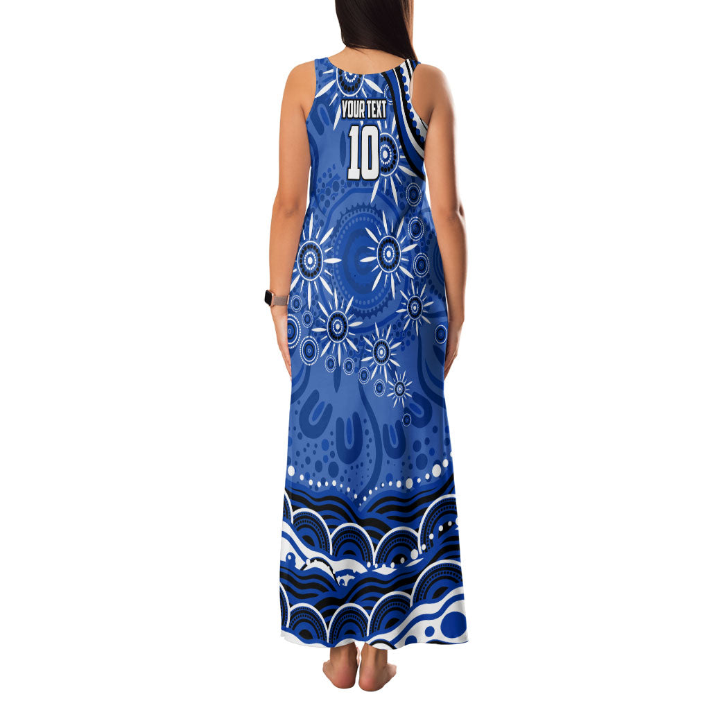 Personalized North Melbourne Kangaroos Footy Mascot Family Matching Tank Maxi Dress and Hawaiian Shirt Aboriginal Dot Art - Dreamtime Football Mascot