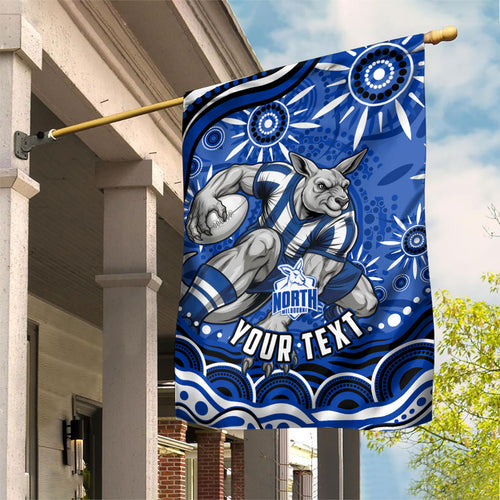 Personalized North Melbourne Kangaroos Footy Mascot Garden Flag Aboriginal Dot Art - Dreamtime Football Mascot