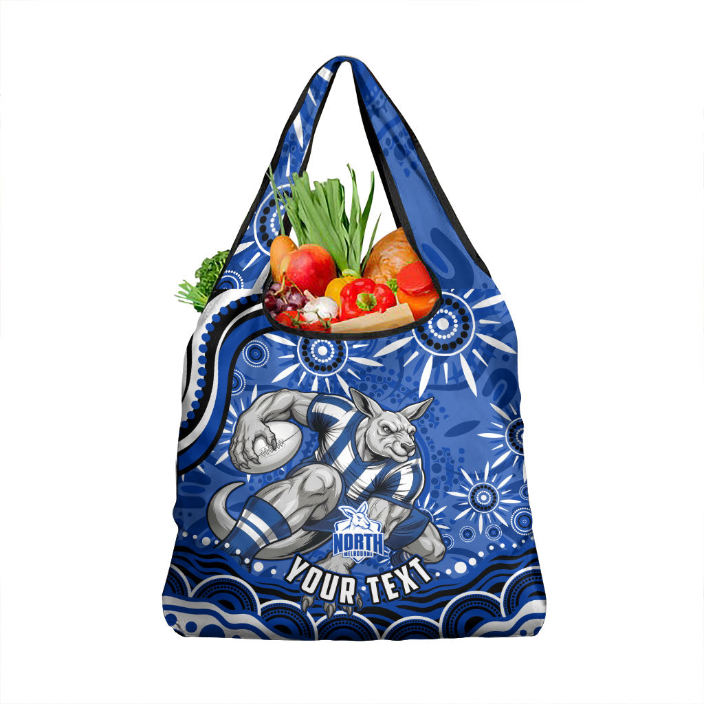 Personalized North Melbourne Kangaroos Footy Mascot Grocery Bag Aboriginal Dot Art - Dreamtime Football Mascot