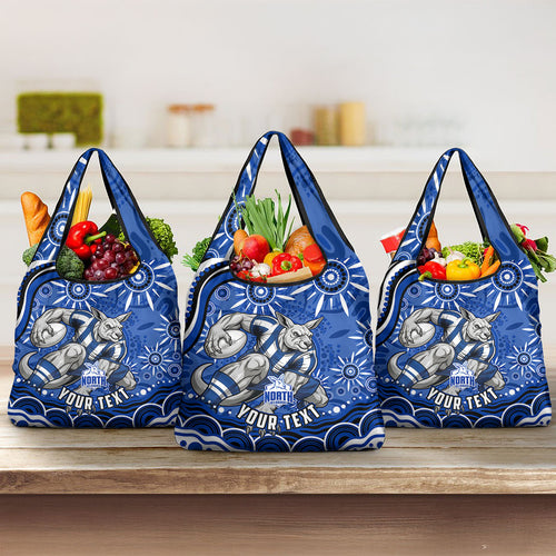 Personalized North Melbourne Kangaroos Footy Mascot Grocery Bag Aboriginal Dot Art - Dreamtime Football Mascot