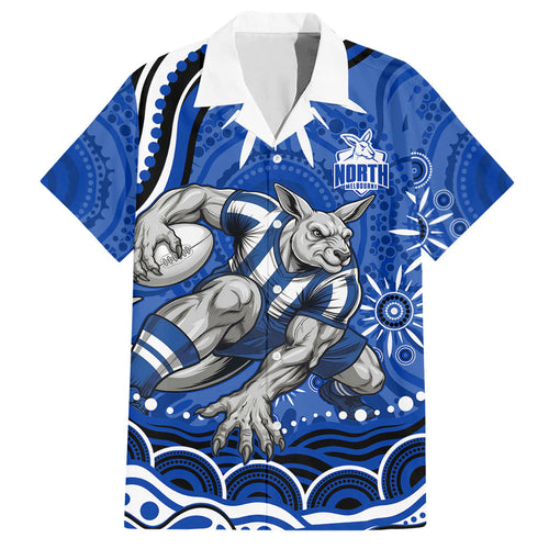 Personalized North Melbourne Kangaroos Footy Mascot Hawaiian Shirt Aboriginal Dot Art - Dreamtime Football Mascot