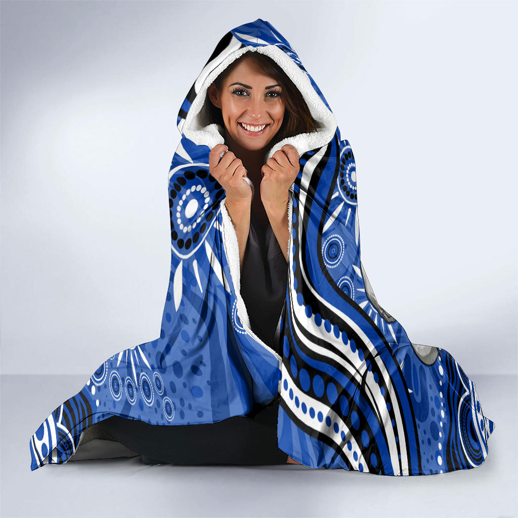 Personalized North Melbourne Kangaroos Footy Mascot Hooded Blanket Aboriginal Dot Art - Dreamtime Football Mascot
