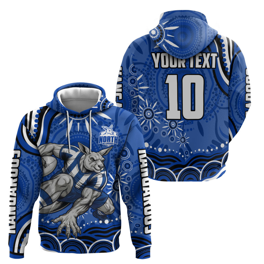 Personalized North Melbourne Kangaroos Footy Mascot Hoodie Aboriginal Dot Art - Dreamtime Football Mascot