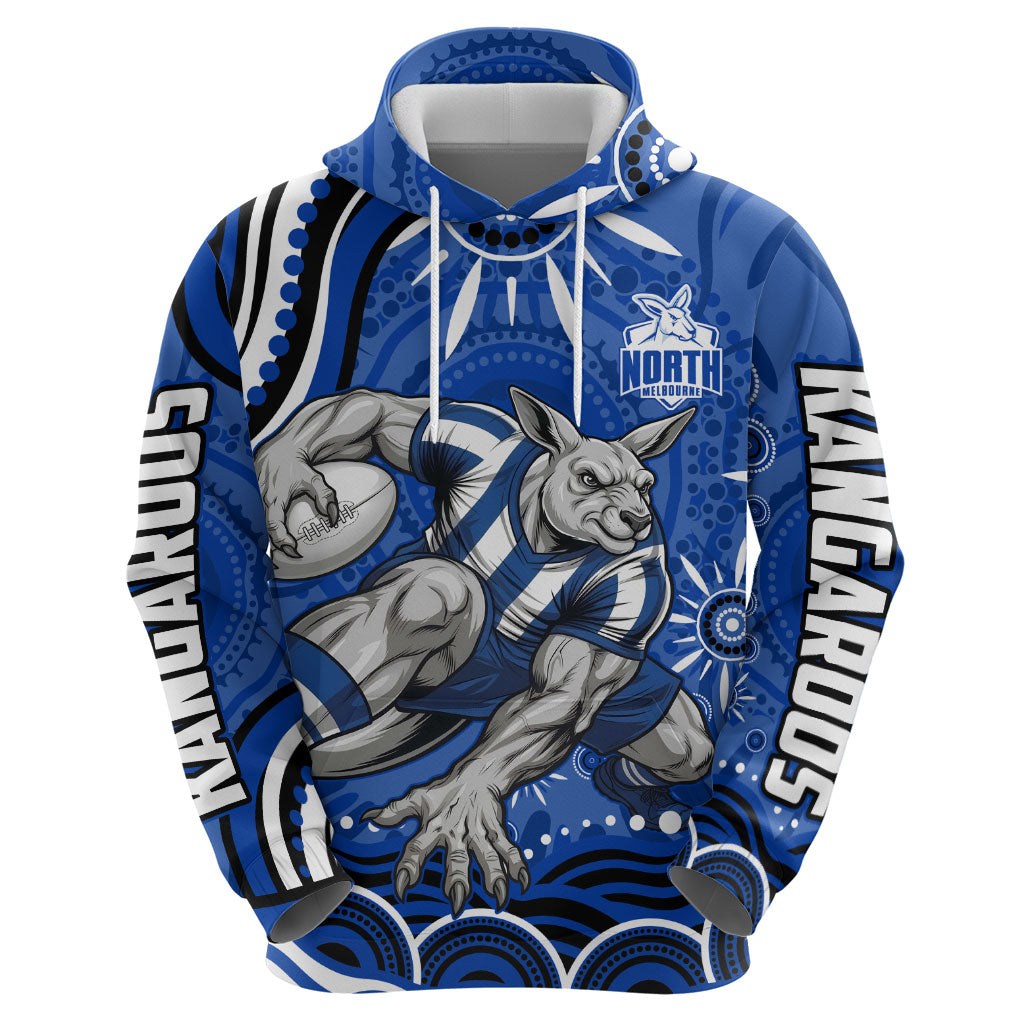 Personalized North Melbourne Kangaroos Footy Mascot Hoodie Aboriginal Dot Art - Dreamtime Football Mascot