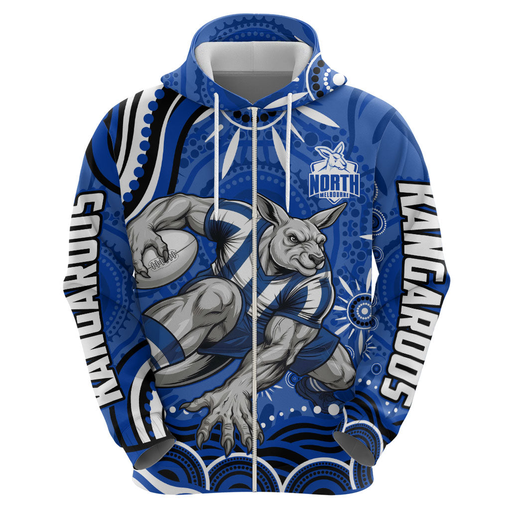 Personalized North Melbourne Kangaroos Footy Mascot Hoodie Aboriginal Dot Art - Dreamtime Football Mascot