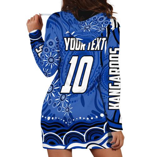 Personalized North Melbourne Kangaroos Footy Mascot Hoodie Dress Aboriginal Dot Art - Dreamtime Football Mascot