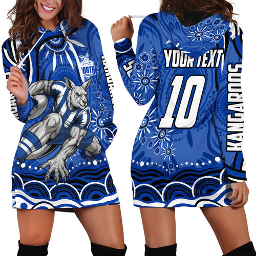 Personalized North Melbourne Kangaroos Footy Mascot Hoodie Dress Aboriginal Dot Art - Dreamtime Football Mascot